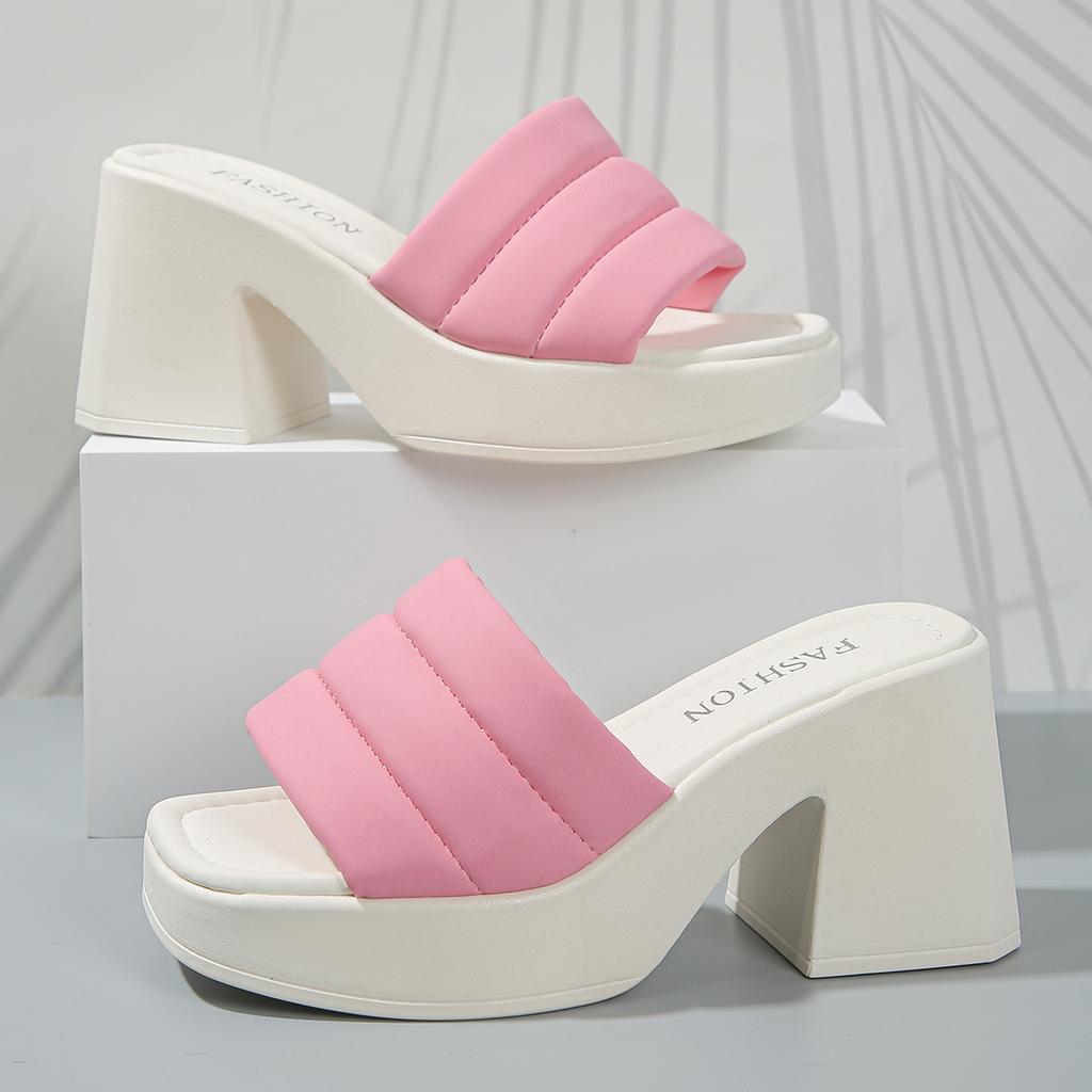 Размер 35–43, брендовые новые женские летние сандалии на платформе, модные однотонные женские шлепанцы на танкетке и высоком каблуке, повседневные женские шлепанцы для вечеринок