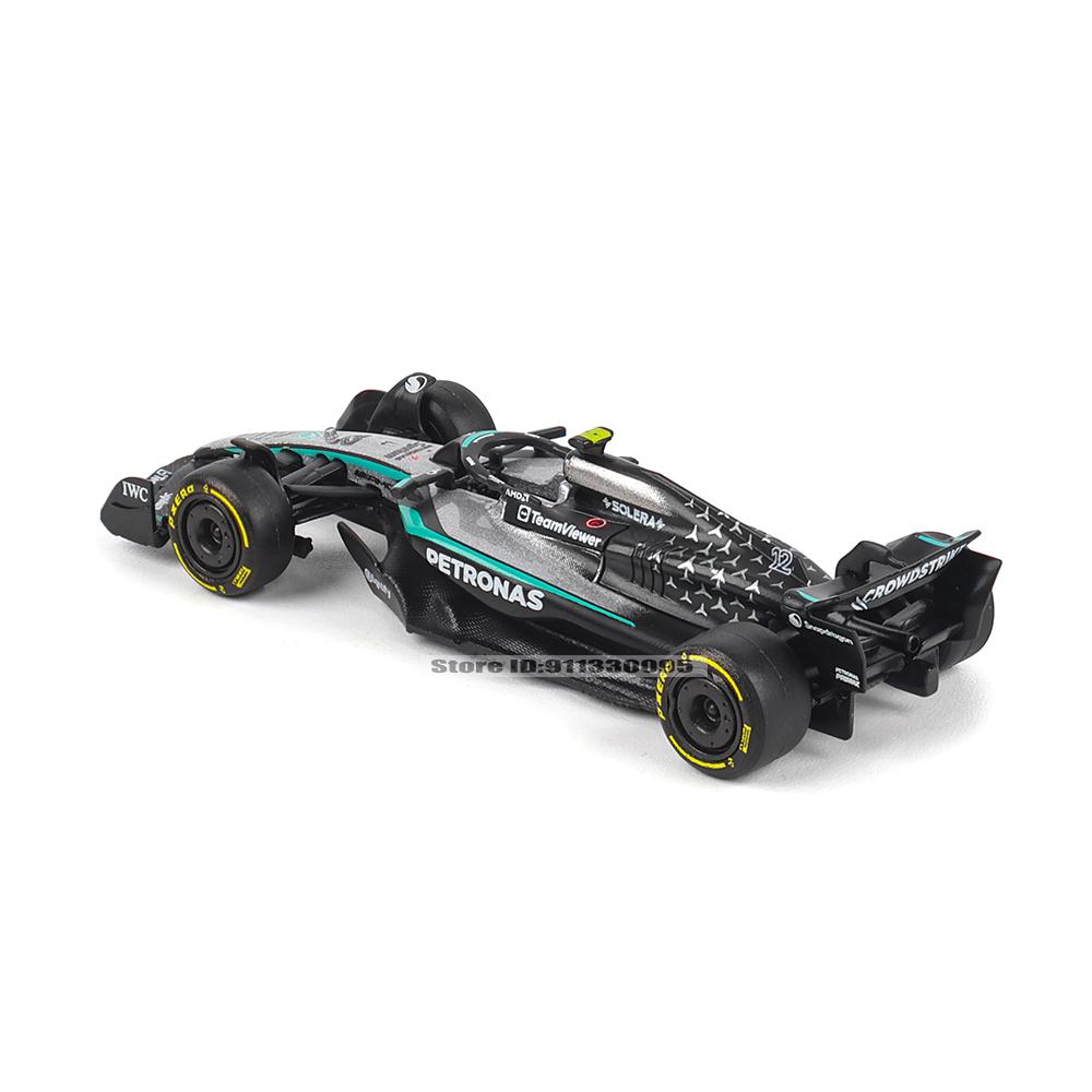 Ббураго 1:64 Mercedes-AMG 2025 F1 W16 #63 Джордж Расселл #12 Кими Антонелли Металлическая модель автомобиля Коллекционные игрушки новейшая модель