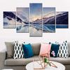 Canvas Art Print of Nature Bow Lake Canadian Rockies Wallpaper Mountain Pictures Modern Living Room, Wall Painting Decor 5 PCs No Frame