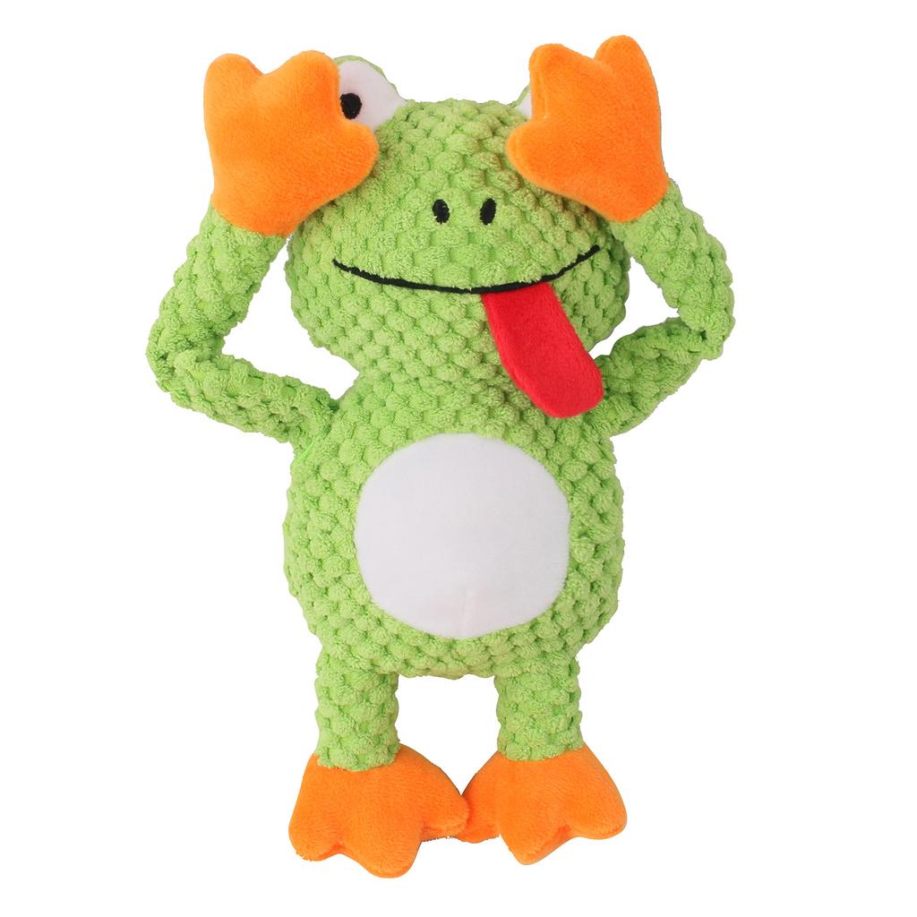 Chew-Resistant Plush Frog Dog Toy - Bite-Proof, Stress-Relieving, Pull-Interactive Pet Toy with Squeaker, Perfect for Chewing,