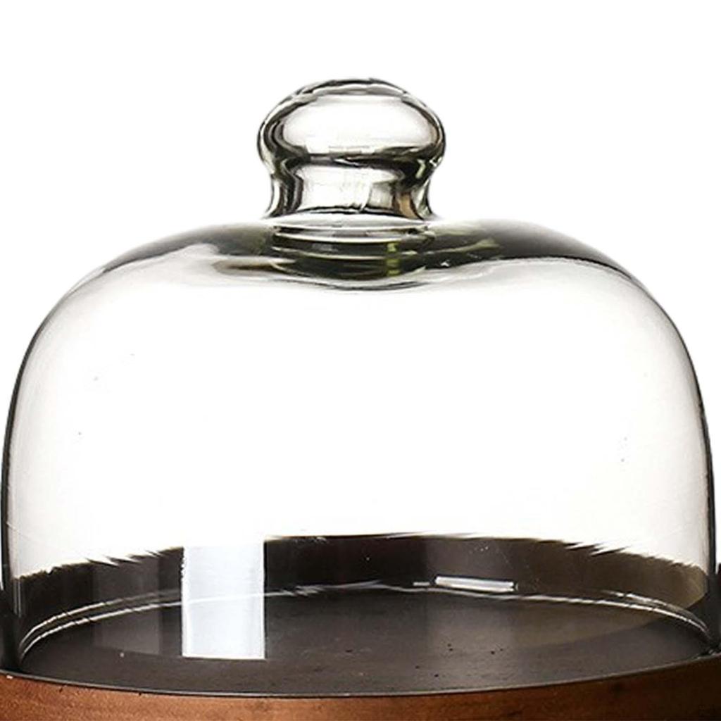 Wooden Cake Stand Plate with Cover Dessert Decor Table Centerpiece Serving Tray