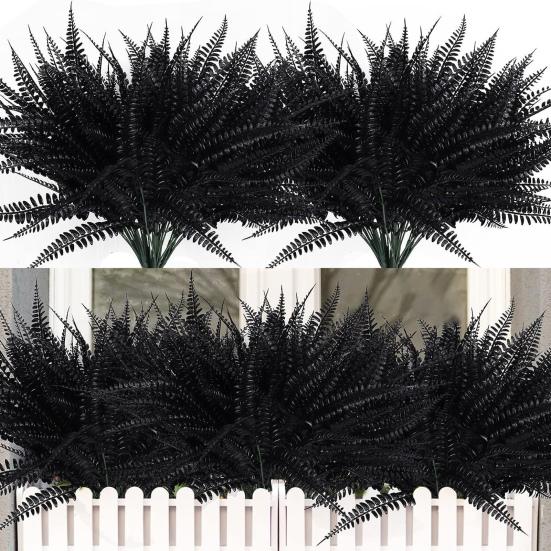 4 шт./компл., искусственный папоротник, 7 веток, устойчивый к ультрафиолетовому излучению, домашний офис, свадьба, искусственная зелень, пластиковые растения, крытый и открытый сад, украшение для двора, реквизит для фотографий