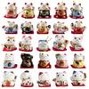 5 Pcs Mini Ceramic Lucky Cat Ornament Home Car Decoration Feng Shui Cute Maneki Neko Figure Desktop Decor Fortune Cat Craft Gift