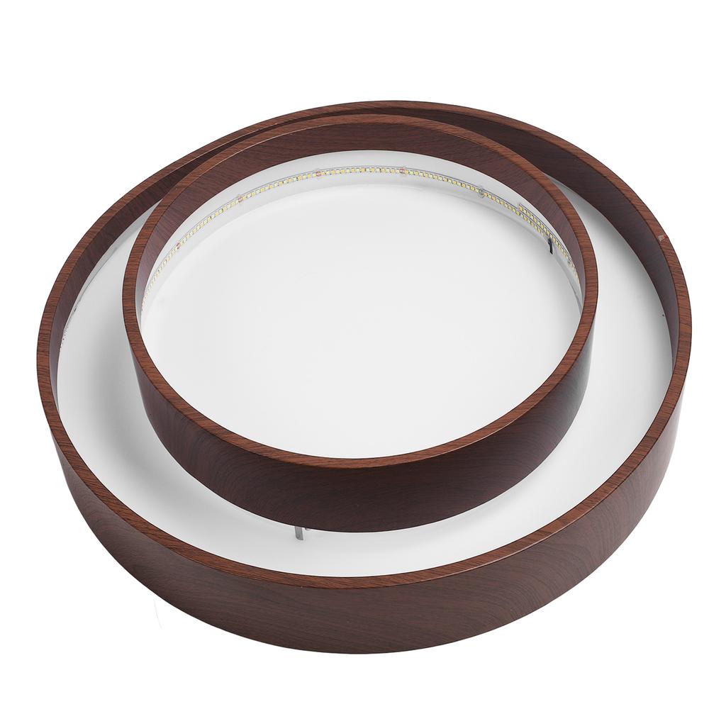 LED Ceiling Light Fixture Walnut Wood Grain Flush Mount Round Remote Control Light 3 Color Changeabl