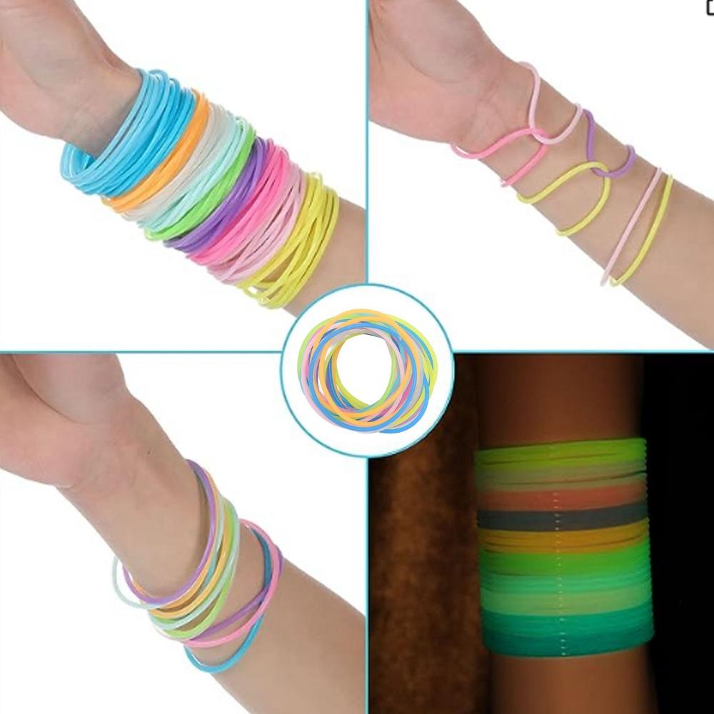 100pcs Gummy Rubbe Silicone Gel Bracelets Elastic Wristband Bracelet  For Girls Women