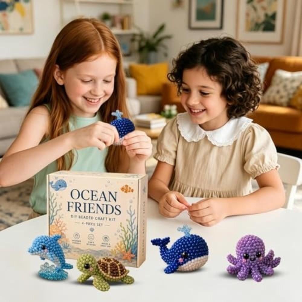 4pcs Mini Size Animal Crafting Set Bead Craft Bead Weaving Kit New Pets Beading Set DIY Activity