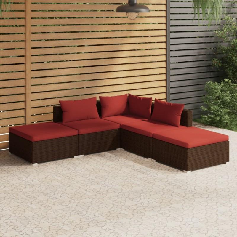 Day and Night - Day and Night 5-piece Garden Sofa Set and Brown Synthetic Rattan Cushions