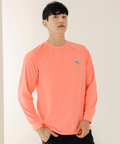Tyubeuteuli Men'S Basic Loose Fit Long Sleeve Rash Guard A603 Peach
