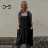 Women Bib Apron X Shape Back Bandage Design Wide Strap Large Pocket Apron Dress Kitchen Cooking Cleaning Tools