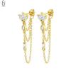 925 Silver Needle Luxury Long Chain Tassel Crystal Stud Earrings For Women Exquisite Pendant Gold Earrings Fine Jewelry
