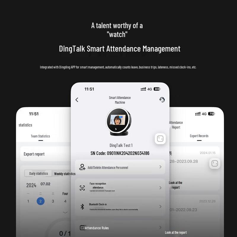 DingTalk W1X Ultra Smart Face Recognition Attendance Machine CN plug (adapter included)