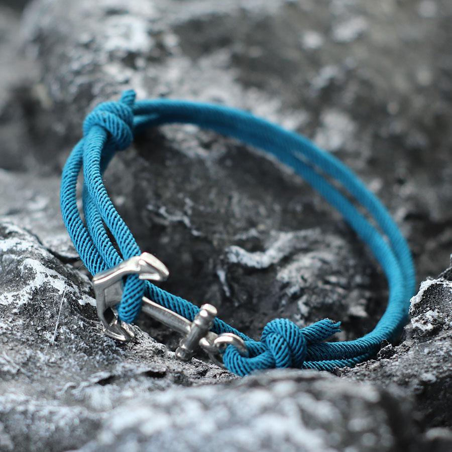 Marine Style Men Anchor Bracelet Handmade Adjustable Nautical Wrap Braslet Unfading 3mm Thin String Braclet Homme Pulseria