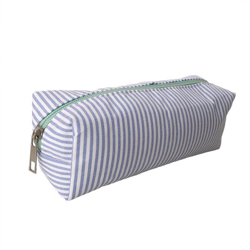 Striped Large Capacity Portable Pencil Case - Stylish Travel-Friendly Stationery Storage Bag