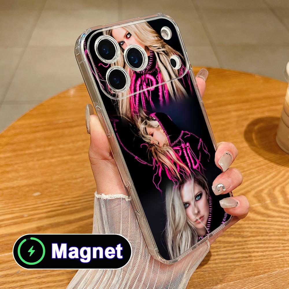 Avril Lavigne Прозрачный ТПУ Magsafe Чехол для Мобильного Телефона для iPhone 17 16 15 14 13 12 11 Air Pro Max Plus Mini Цветной Чехол