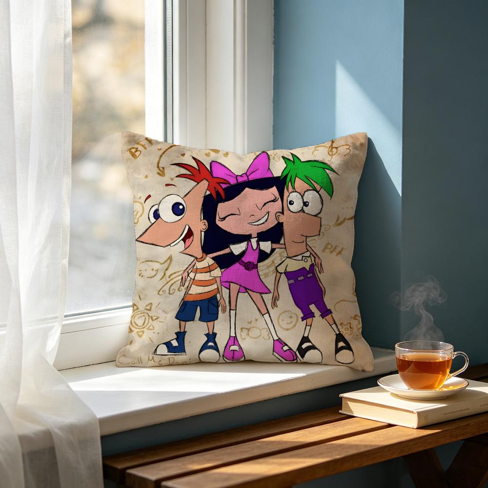 Cartoon PPhineas and Ferbing Cushion Cover Cushion Cover Set Pcs x x x Pillowcase Decorative Sofa Home Decor