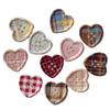 10 Pcs Japanese Cute Plaid Heart Shaped Button Girls Wool Coat Cardigan DIY Sewing Decoration Women's Clothing Sewing Accessories