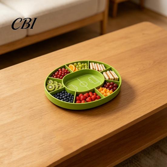 Nuts And Candy Tray Football Field Snack Tray, with Multiple Partitions, Durable PETG Party Fan Gathering Plate Supply for Watch Parties Game