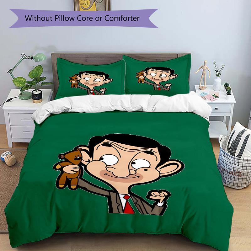 Mr Bean'S Adventure Print 3Pcs Bedding Setduvet Cover With 2 Bedropillowcase Home Birthday Gift