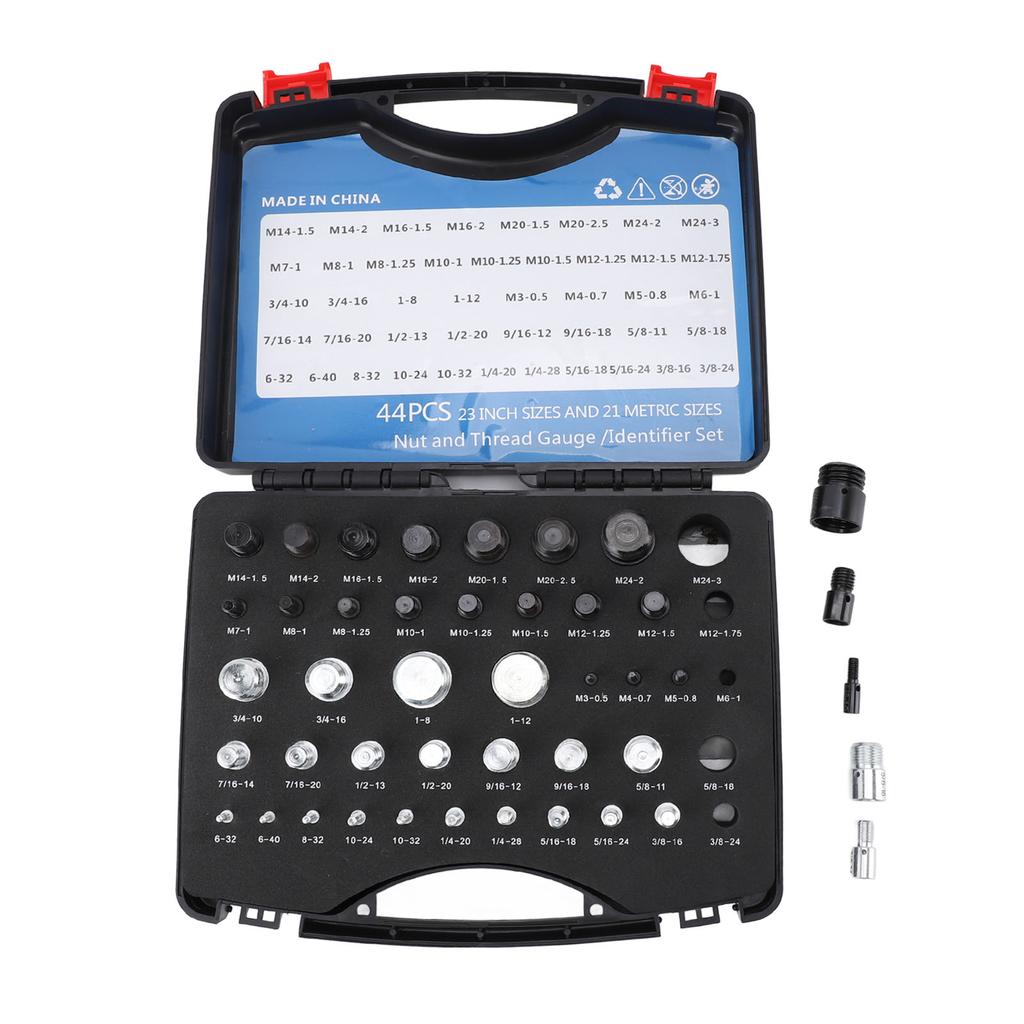 44 шт. метрические гайки и болты для проверки резьбы, дюймовые гайки и болты с футляром для проверки размера