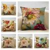 Retro Style Cushion Cover 45x45cm Linen Pillow Case Living Room Sofa Decor Pillowcase Colorful Exquisite Flower Pattern Car Seat