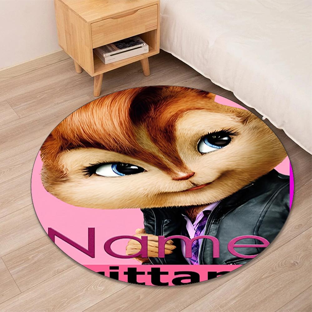 Custom Name Alvin and the Chipmunks Printed Round Rug Carpet Chair Rug Area Rug Entryway Doormats,for Office Chair Living Room Bedroom Kitchen Room.
