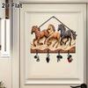 Yousheng Wooden Animal Sign with 4 Hooks Decorative Hanging Horse Sign Rustic Wall Art Elephant Sign for Holding Keys Bags Scarves Bedroom Entryway