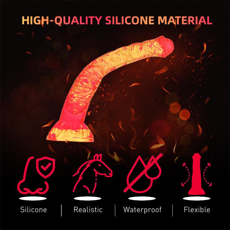 Eggless Horse Cock Mixed Color Liquid Silicone Dildo Female with Oversized Backyard Expansion Anal Masturbator