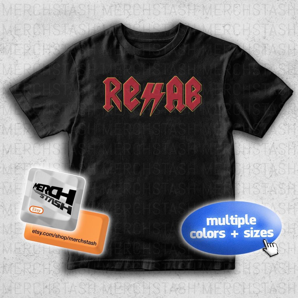 Rehab Stunmic Логотип реабилитации Футболка ACDC | Y2K R3hab Nettspend Osamason Che 2Hollis Drain Gang Ecco2k Bladee Jaydes Fakemink