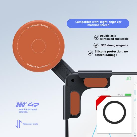 Держатель для мобильного телефона 360-градусный поворот Магнитный автомобильный держатель Зажимной держатель для телефона Ультрастабильная амортизирующая подставка для телефона для безопасного вождения