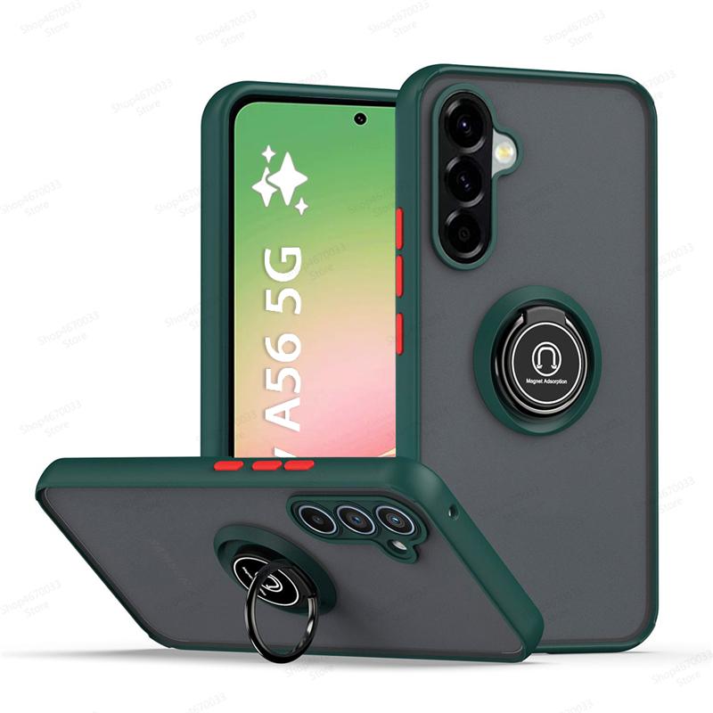 Матовый чехол с магнитным кольцом для Samsung Galaxy A56 5G Для Samsung A55 A35 A54 A53 A34 A24 A13 A33 A52 A53 A51 A32 Противоударная Funda