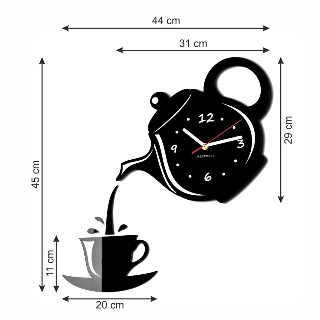 Kitchen wall clock jug and cup