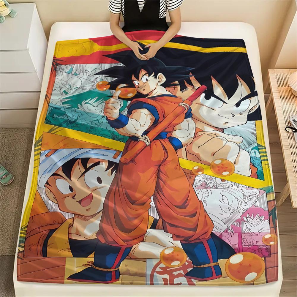 Фланелевое одеяло с принтом персонажей Dragon Ball, Высококачественное, Удобное для всех сезонов, Декор для дома, Тепло и уют, Идеально для рождественских подарков