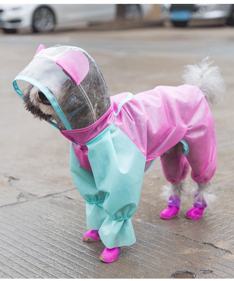UFBemo Hot Sale Customized Hat Hood Rain Coat for Large Dogs Pet Raincoat