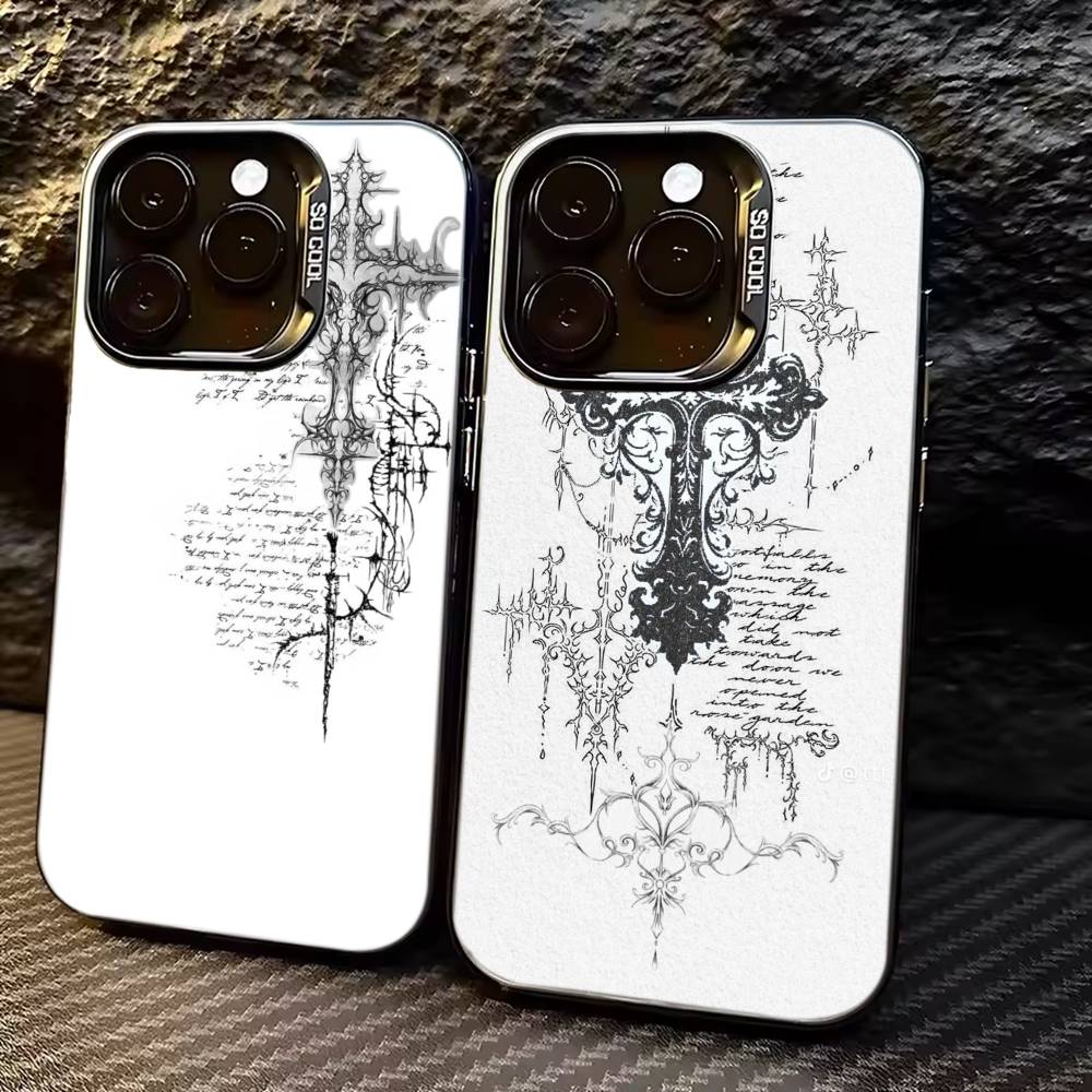 C-Cool Dark Catgothic C-Cross Чехол для телефона iPhone 17,16,15,14,13,12,11 Plus,Pro Max,XS, Цветной Серебристый Черный Чехол