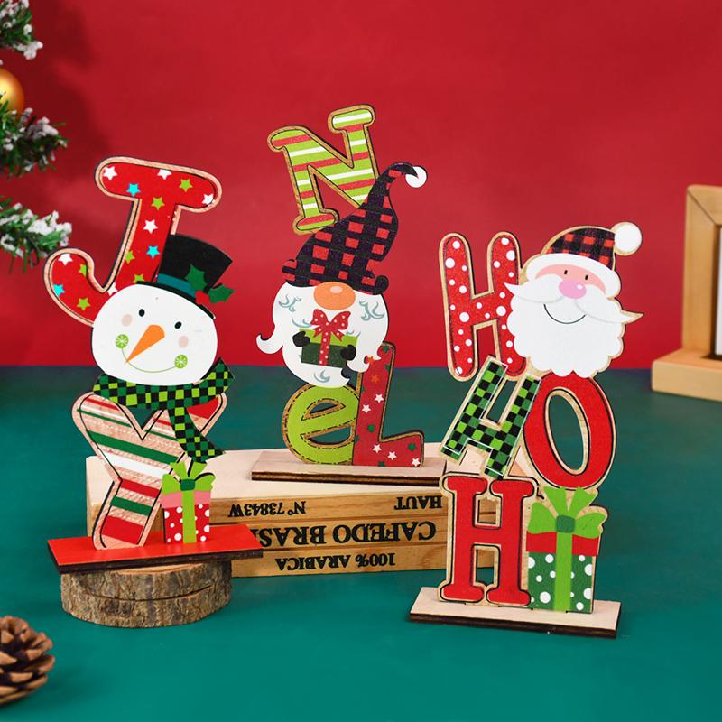 Christmas Wooden Ornaments Santa Claus Snowman Xmas Tree Desktop Signs 2025 New Year Party DIY Decoration For Home Navidad Gifts