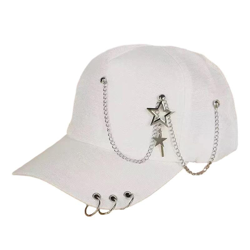 New European and American hip-hop style metal chain baseball cap, male and female couples street trendy brand personalized sunshade cap