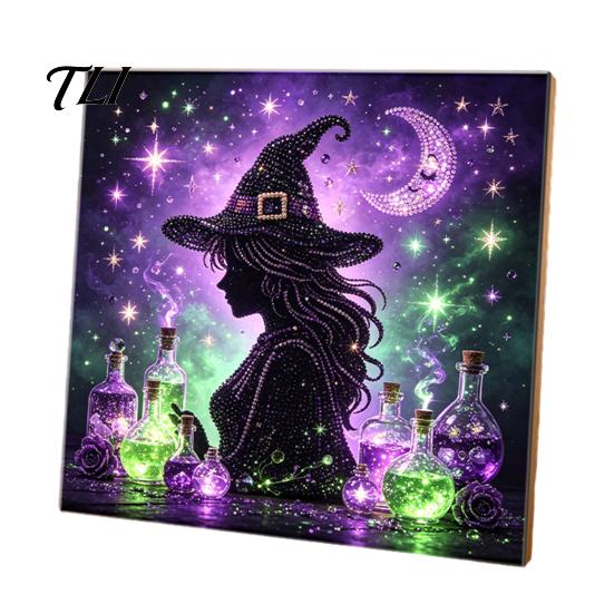 Reusable Seasonal Wall Decoration Halloween Faux Pearl Art Kit, Crow Pumpkin Painting DIY 7.87 x Stress Relief Project for Home Inch Cute
