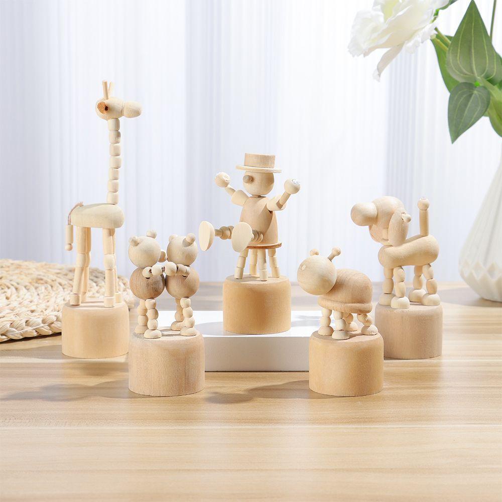 Shelf Home Decoration Mini Desktop Decor Wooden Animal Ornaments Educational Toys Wood DIY Craft