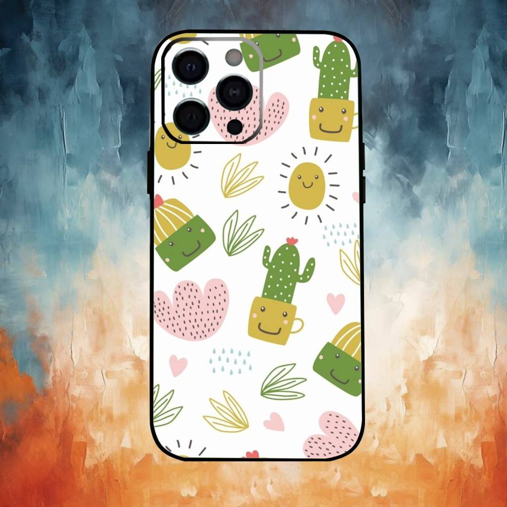 Чехол для телефона с кактусами и суккулентами для iPhone 17,16,15,14,13,12,11 Plus,Pro,Max,XS Силиконовый мягкий чехол