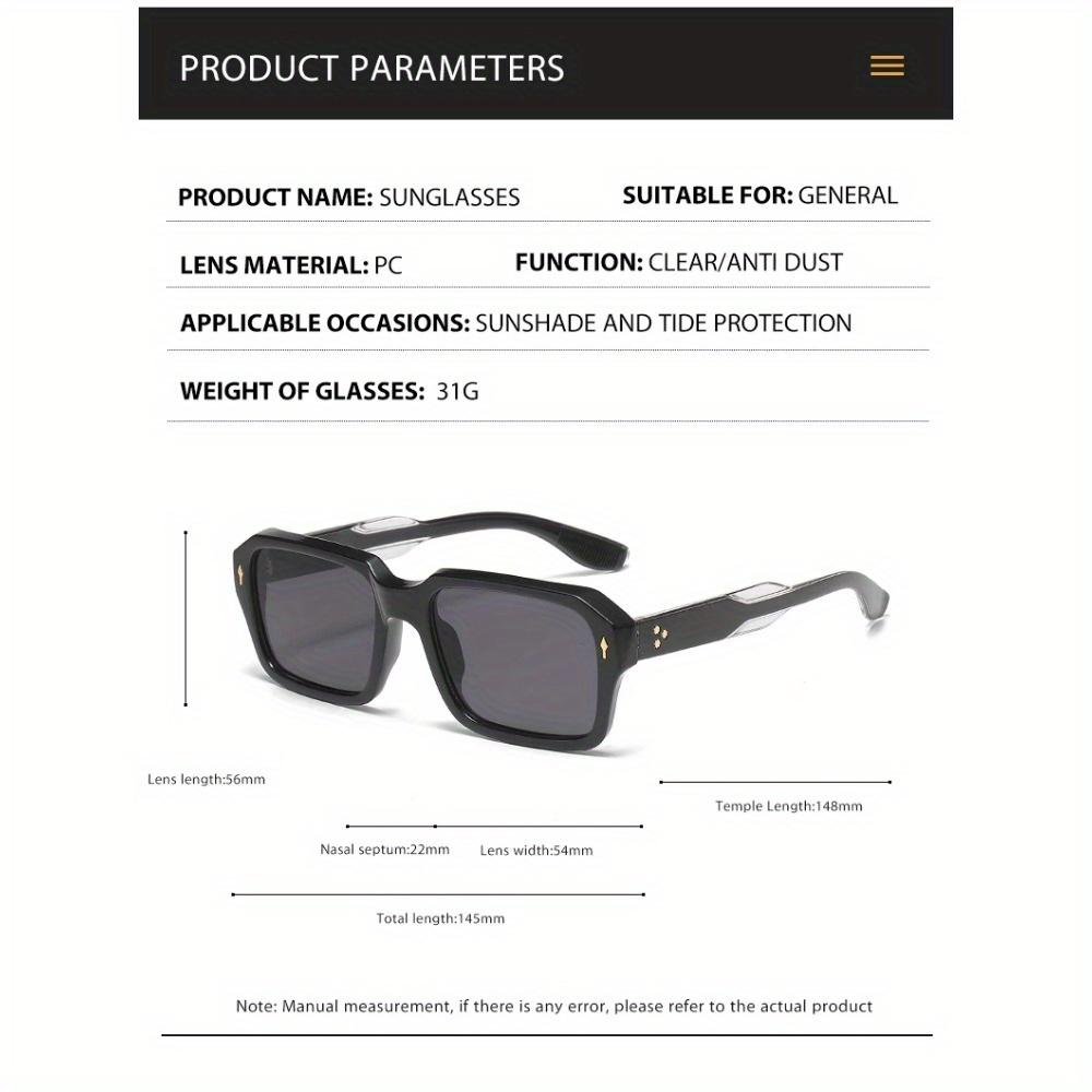 2024 Новые квадратные солнцезащитные очки персонализированные солнцезащитные чернила высокого качества мужские ретро черные классические заклепки модные очки