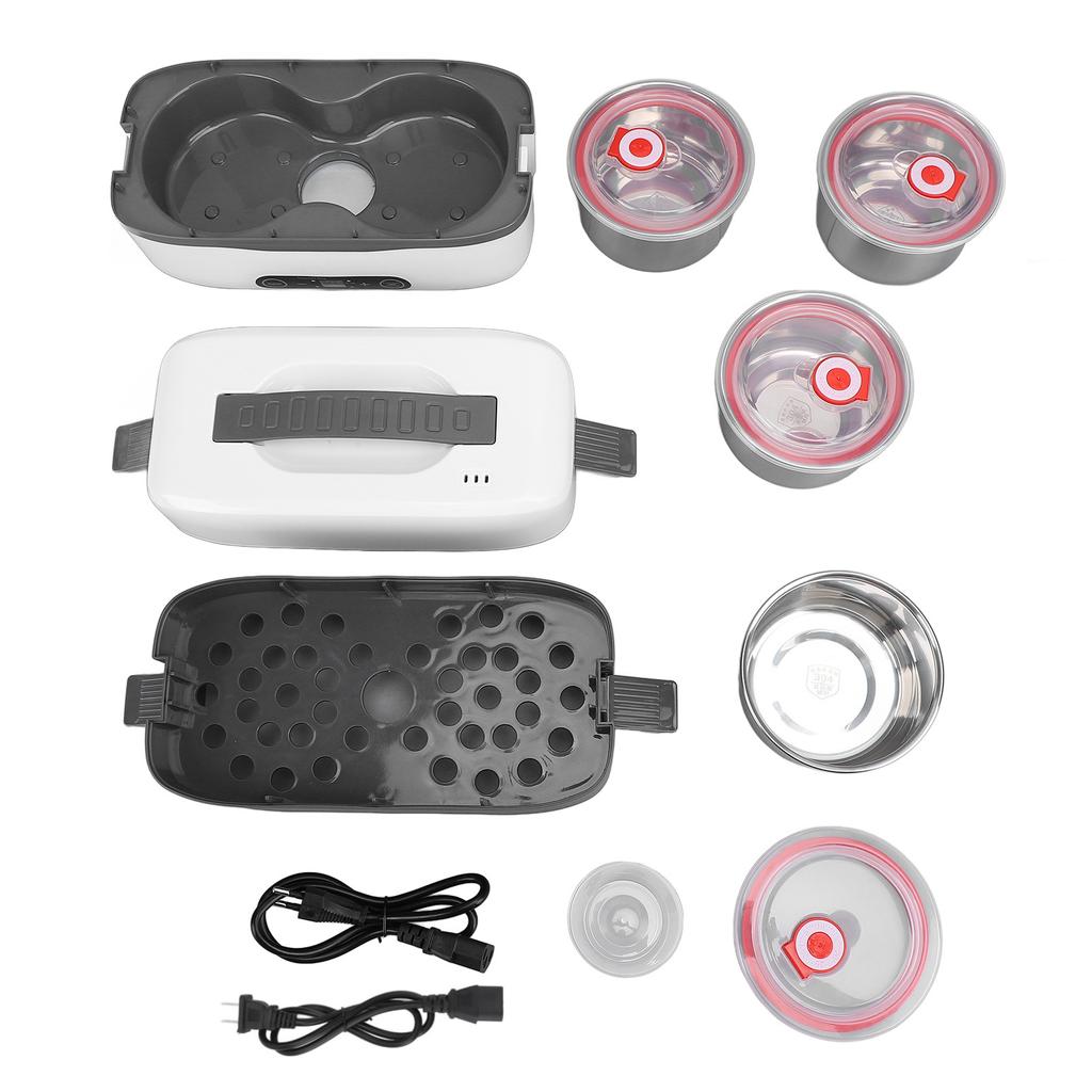 Electric Lunch Box Food Heater Double Layer 4 Stainless Steel Bowls Portable Lunch Warmer Heated Lun