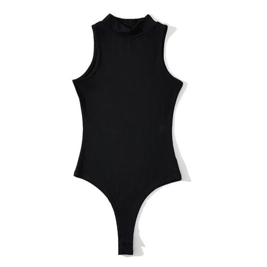 Women Sexy Bodysuit Sleeveless Half Turtleneck Bodysuit Summer Slim Fit One-Piece Vest Solid Color Bottoming Shirt Romper