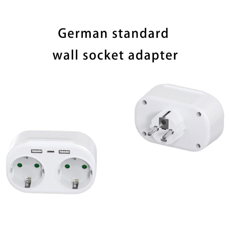 Европейский конвертер розеток с 2 портами и двойной USB-зарядкой, европейские дорожные адаптеры, ABS, для нескольких устройств