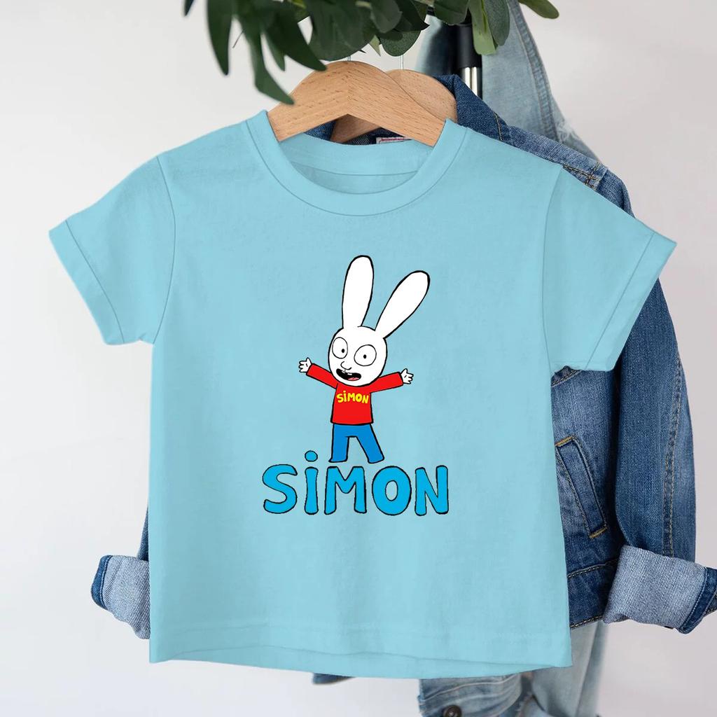 Simon Super Rabbit Cartoon Kids T-shirt Cute Boys Girls Manga Tops Baby Boys Short Sleeve T-shirt Summer Casual O-neck Tee Shirt