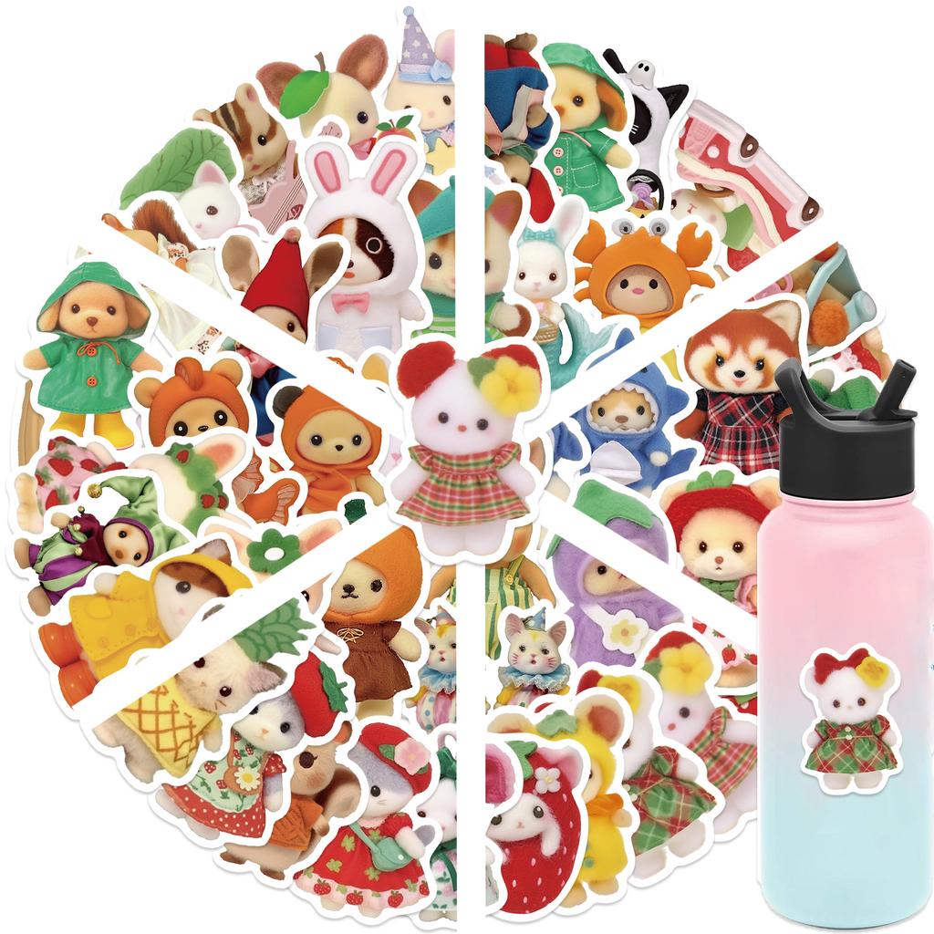 60Pcs Fruit Critter Animal Stickers Waterproof Vinyl Decals Diy Laptops Water Bottles Phones Decorative Stickers Toy