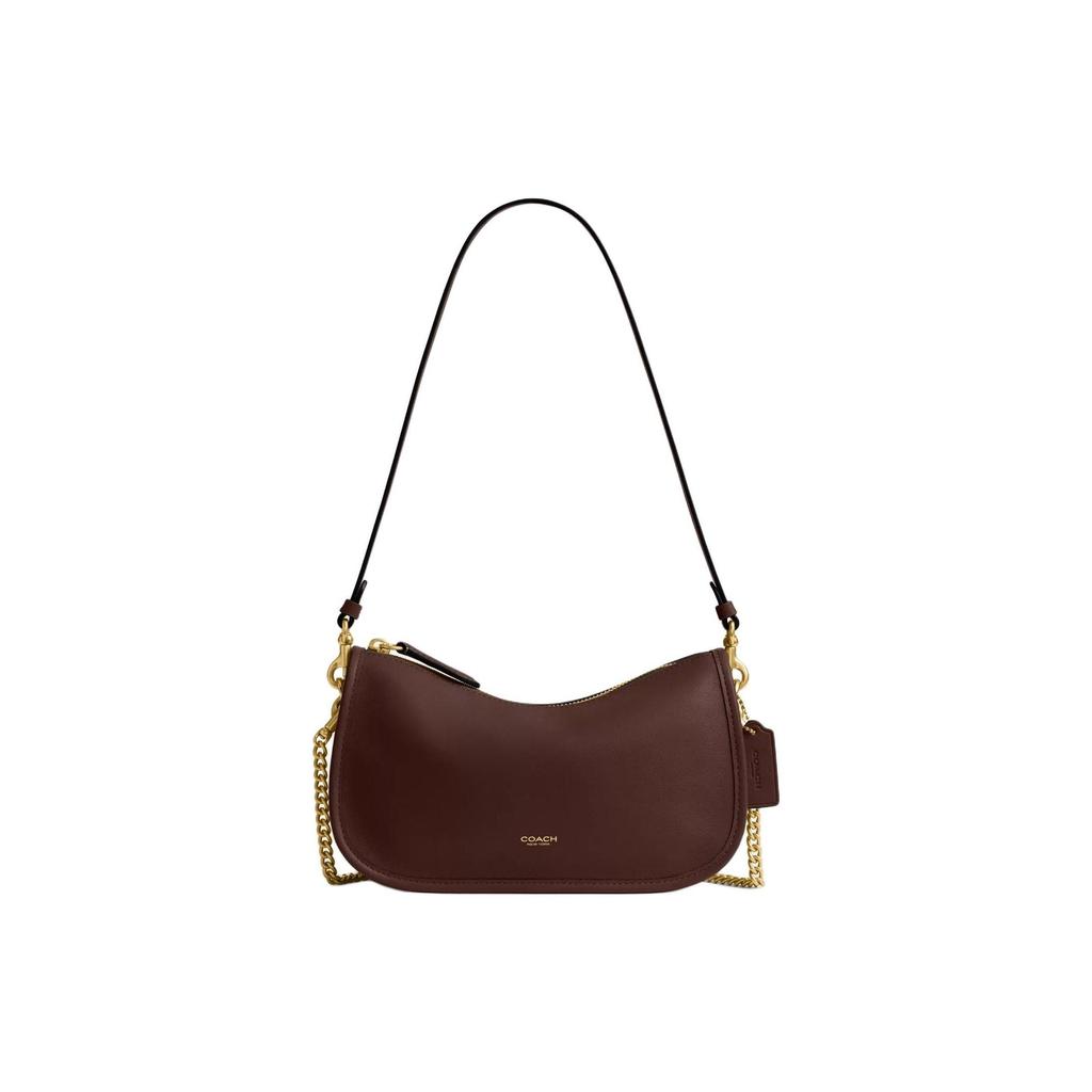 Coach Waverly 24 Logo Pebble Leather Shoulder Bag Women Shoulder Bag Maple-Brown CCC36-B4MPL