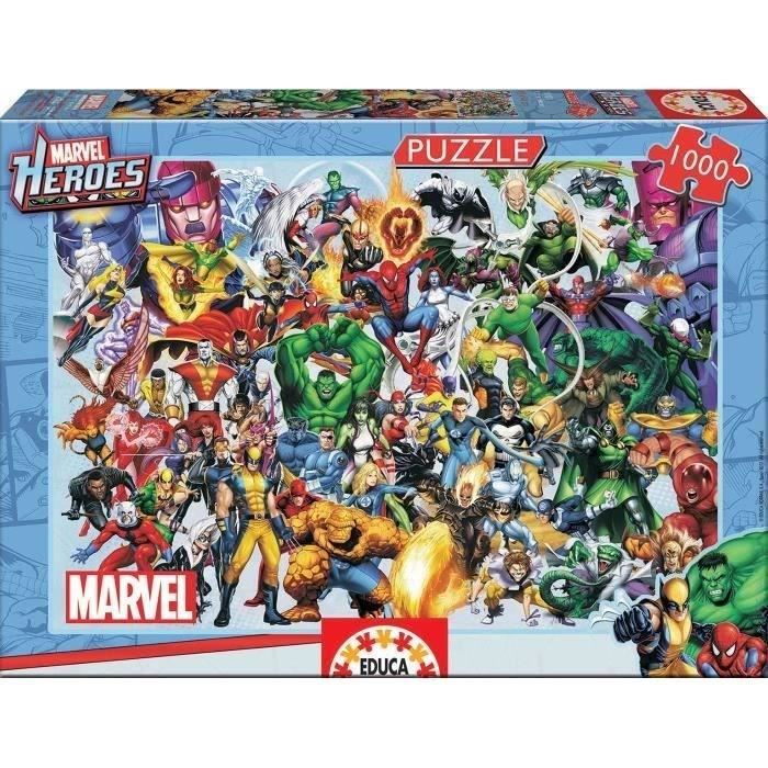 Marvel Puzzle 1000 Pieces - EDUCA - Heroes Collage - Cartoons and Comics