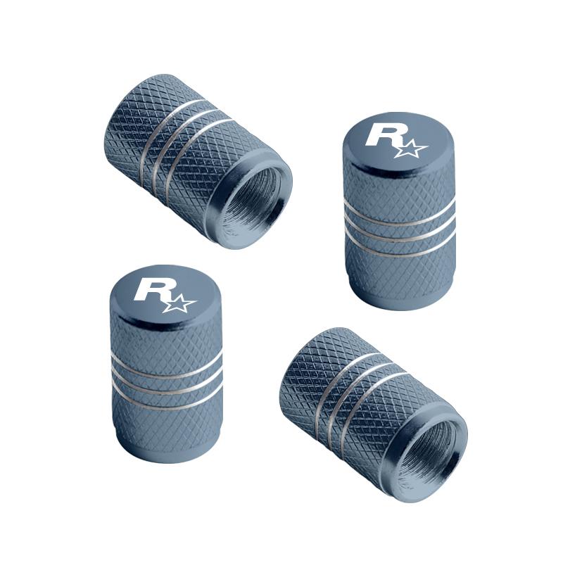 For GTA Game R Star Rock Star Emblem Jeep Peugeot Ford Hyundai Kawasaki Yamaha Badge Car Wheel Tire Valve Caps Tyre Stem Covers