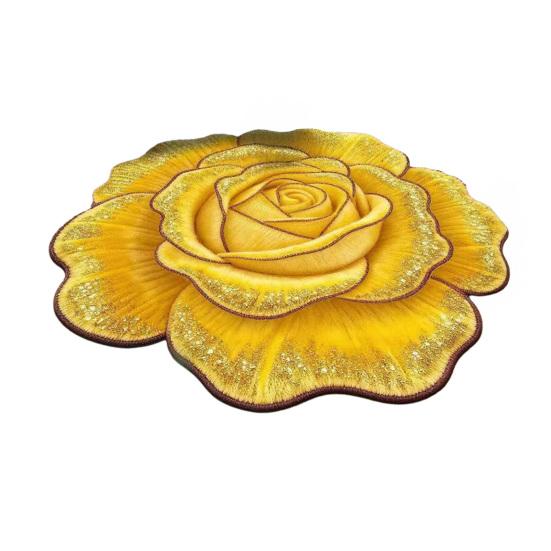 3D Flower Area Rug Absorbent Quick Dry Irregular Plush Floral Floor Mat Washable Non-slip Living Room Bedroom Bathroom Kitchen Decoration Carpet