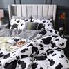 Cartoon Bedding Set Cow Print Duvet Cover Black White Comforter Cover Milk Cow Bedspreads Cover Reversible Plaid Grid Room Decor